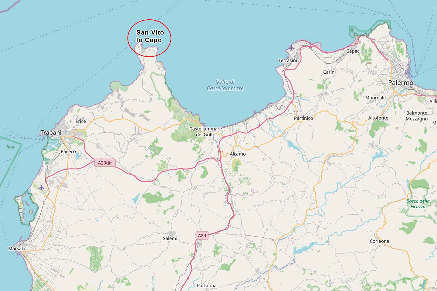 Dove si trova San Vito Lo Capo posizione e distanze Mooway